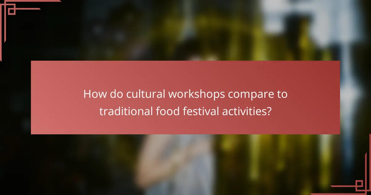 How do cultural workshops compare to traditional food festival activities?